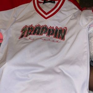 Hudson Outerwear Red White Trappin Flame Chapo #17 Short Sleeve Jersey